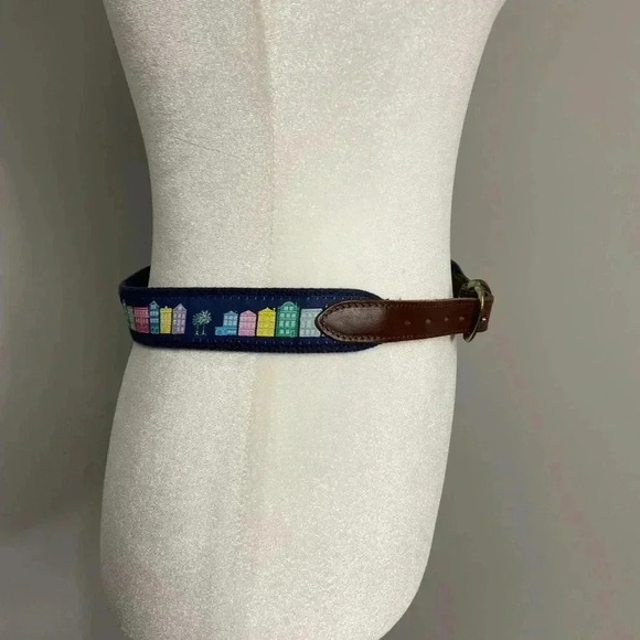 Charleston Krewe Accessories - Charleston Krewe South Carolina Belt Canvas Skyline City Scape Blue Size 28